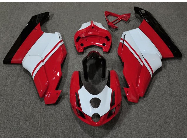 Rouge Brillant & Blanc 2003-2004 Ducati 749 999 Carénage Moto Rouge Brillant & Blanc 2003-2004 Ducati 749 999 Carénage Moto
