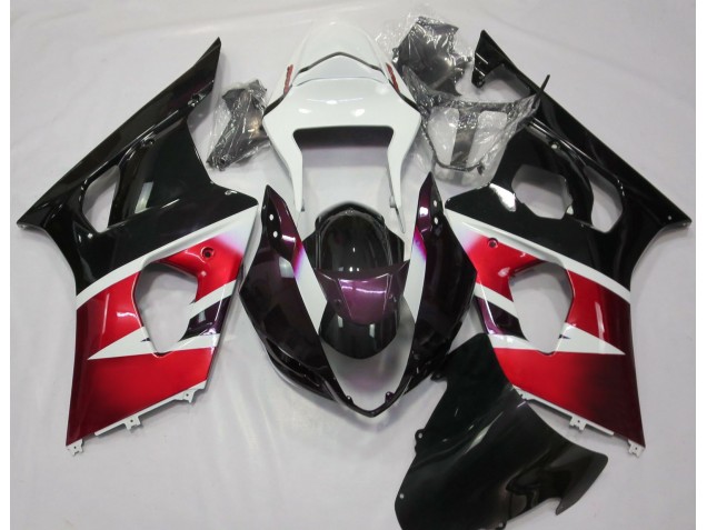 Rouge Brillant & Blanc 2003-2004 Suzuki GSXR 1000 Carénage Moto Rouge Brillant & Blanc 2003-2004 Suzuki GSXR 1000 Carénage Moto