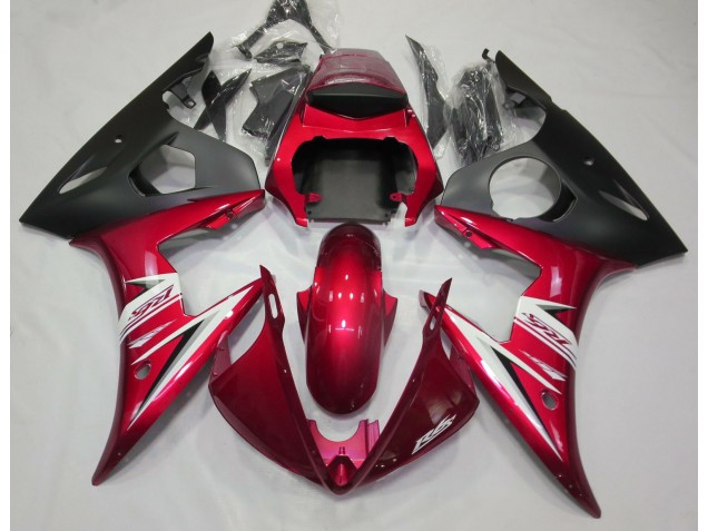 Rouge Brillant & Blanc 2003-2004 Yamaha R6 Carénage Moto Rouge Brillant & Blanc 2003-2004 Yamaha R6 Carénage Moto