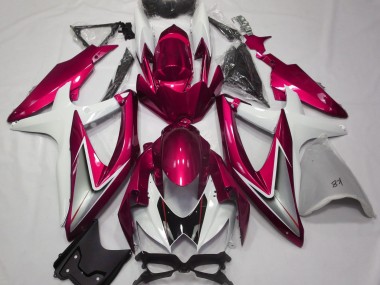 Rouge Brillant & Blanc 2008-2010 Suzuki GSXR 600-750 Carénage Moto