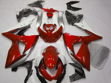 Rouge Brillant & Blanc 2009-2016 Suzuki GSXR 1000 Carénage Moto
