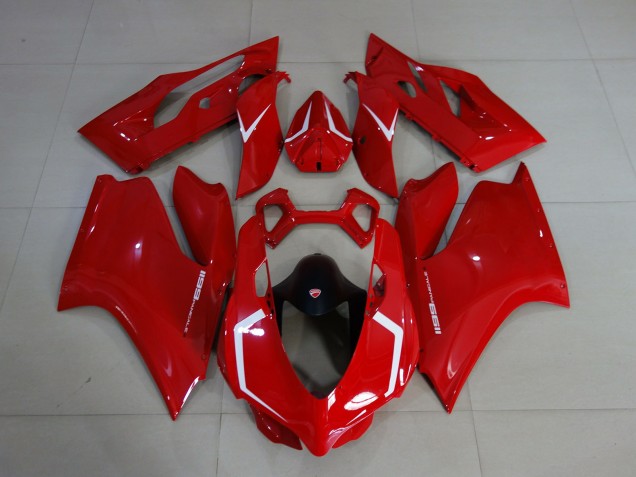 Rouge Brillant & Blanc 2011-2014 Ducati 1199 Carénage Moto Rouge Brillant & Blanc 2011-2014 Ducati 1199 Carénage Moto