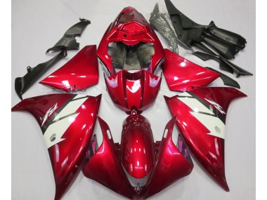 Rouge Brillant & Blanc 2012-2014 Yamaha R1 Carénage Moto