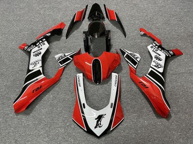 Rouge Brillant & Blanc 2015-2019 Yamaha R1 Carénage Moto