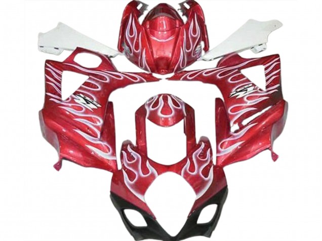 Rouge Brillant & Blanc Flamme 2007-2008 Suzuki GSXR 1000 Carénage Moto Rouge Brillant & Blanc Flamme 2007-2008 Suzuki GSXR 1000 Carénage Moto