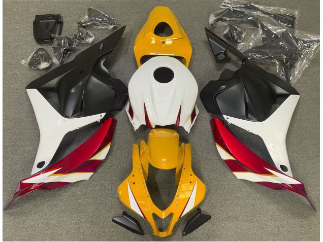 Rouge Brillant Blanc & Jaune 2009-2012 Honda CBR600RR Carénage Moto Rouge Brillant Blanc & Jaune 2009-2012 Honda CBR600RR Carénage Moto