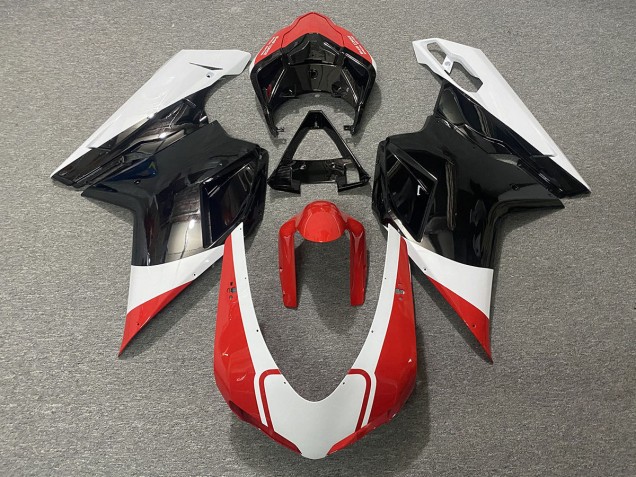 Rouge Brillant Blanc & Noir 2007-2014 Ducati 848 1098 1198 Carénage Moto Rouge Brillant Blanc & Noir 2007-2014 Ducati 848 1098 1198 Carénage Moto