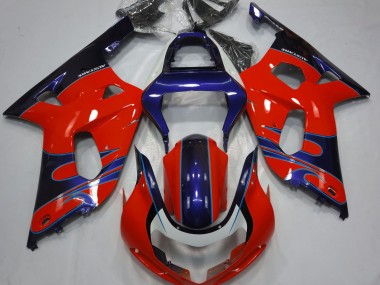 Rouge Brillant & Bleu 2001-2003 Suzuki GSXR 600-750 Carénage Moto
