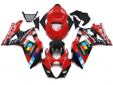 Rouge Brillant Multicolore 2007-2008 Suzuki GSXR 1000 Carénage Moto
