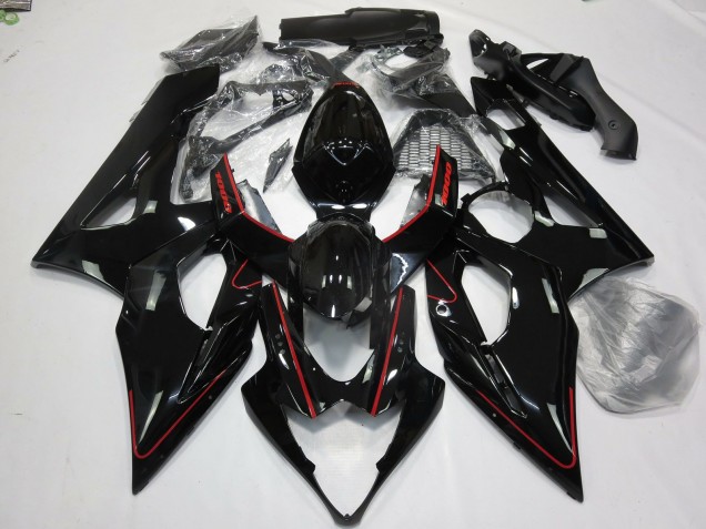 Rouge Brillant & Noir 2005-2006 Suzuki GSXR 1000 Carénage Moto Rouge Brillant & Noir 2005-2006 Suzuki GSXR 1000 Carénage Moto