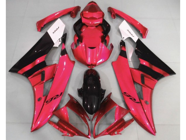 Rouge Brillant & Noir 2006-2007 Yamaha R6 Carénage Moto Rouge Brillant & Noir 2006-2007 Yamaha R6 Carénage Moto