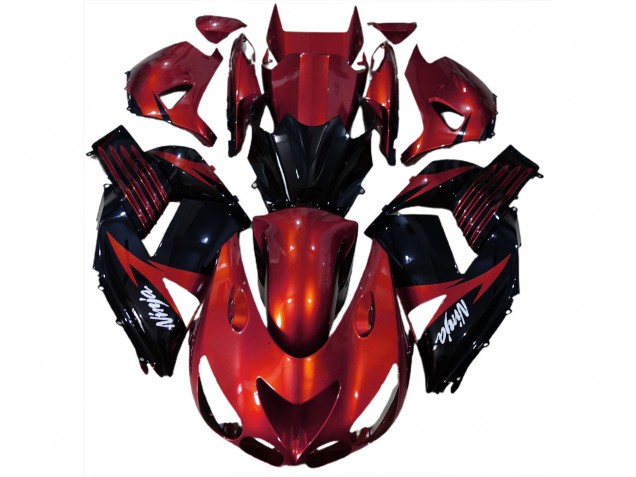 Rouge Brillant & Noir 2006-2011 Kawasaki ZX14R Carénage Moto Rouge Brillant & Noir 2006-2011 Kawasaki ZX14R Carénage Moto