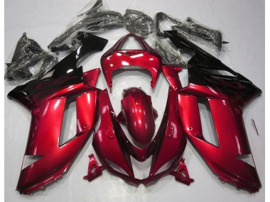 Rouge Brillant & Noir 2007-2008 Kawasaki ZX6R Carénage Moto