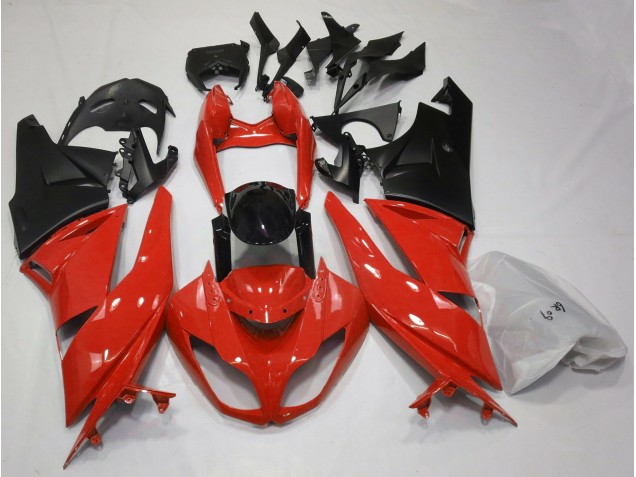 Rouge Brillant & Noir 2009-2012 Kawasaki ZX6R Carénage Moto Rouge Brillant & Noir 2009-2012 Kawasaki ZX6R Carénage Moto
