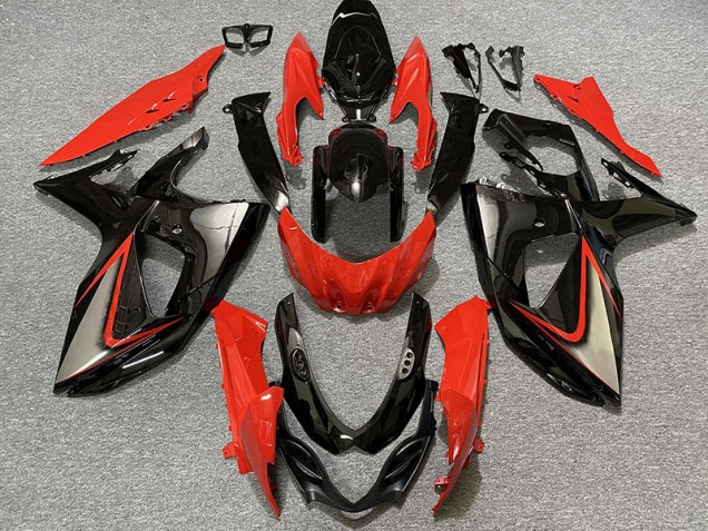 Rouge Brillant & Noir 2009-2016 Suzuki GSXR 1000 Carénage Moto Rouge Brillant & Noir 2009-2016 Suzuki GSXR 1000 Carénage Moto