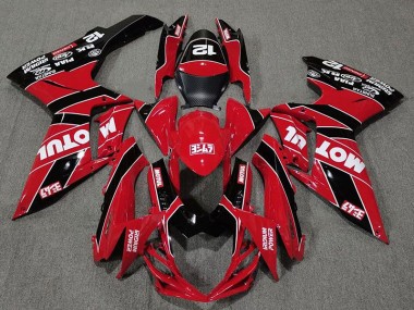 Rouge Brillant & Noir Motul 2011-2024 Suzuki GSXR 600-750 Carénage Moto