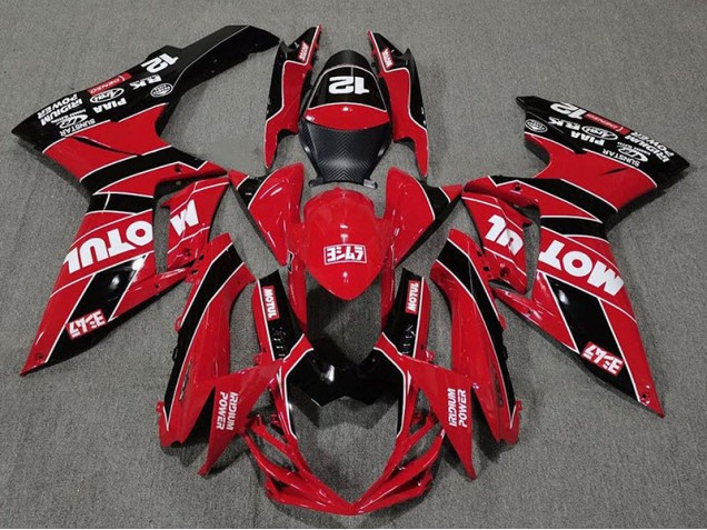 Rouge Brillant & Noir Motul 2011-2024 Suzuki GSXR 600-750 Carénage Moto Rouge Brillant & Noir Motul 2011-2024 Suzuki GSXR 600-750 Carénage Moto