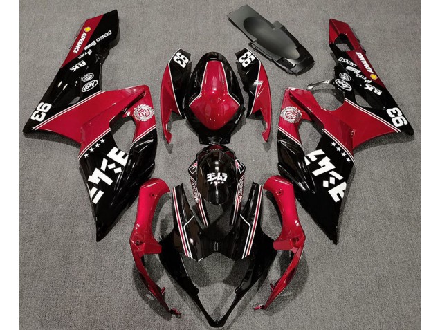Rouge Brillant & Noir Personnalisé 2005-2006 Suzuki GSXR 1000 Carénage Moto Rouge Brillant & Noir Personnalisé 2005-2006 Suzuki GSXR 1000 Carénage Moto