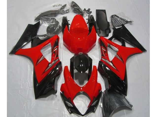 Rouge Lave & Noir 2007-2008 Suzuki GSXR 1000 Carénage Moto Rouge Lave & Noir 2007-2008 Suzuki GSXR 1000 Carénage Moto