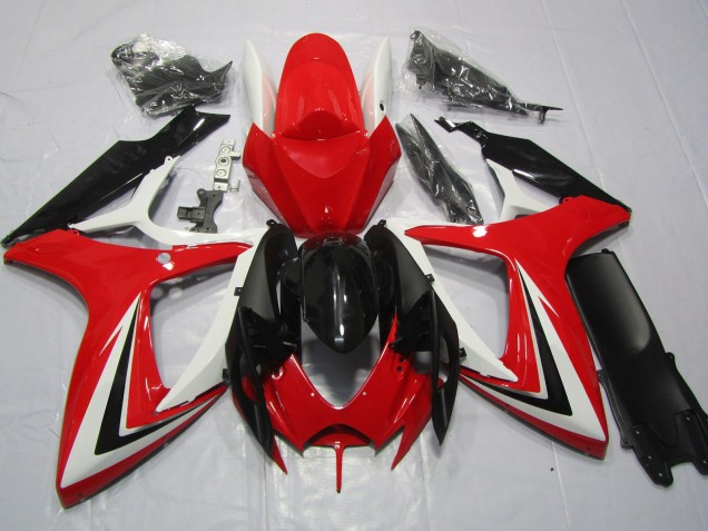 Rouge Noir & Blanc 2006-2007 Suzuki GSXR 600-750 Carénage Moto Rouge Noir & Blanc 2006-2007 Suzuki GSXR 600-750 Carénage Moto