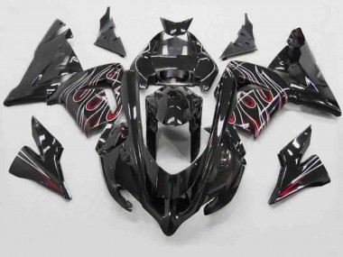 Rouge Noir Flamme 2004-2005 Kawasaki ZX10R Carénage Moto
