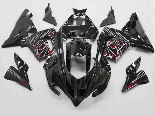 Rouge Noir Flamme 2004-2005 Kawasaki ZX10R Carénage Moto