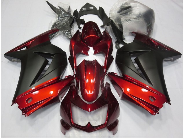 Rouge & Noir Mat 2008-2012 Kawasaki Ninja 250 Carénage Moto Rouge & Noir Mat 2008-2012 Kawasaki Ninja 250 Carénage Moto