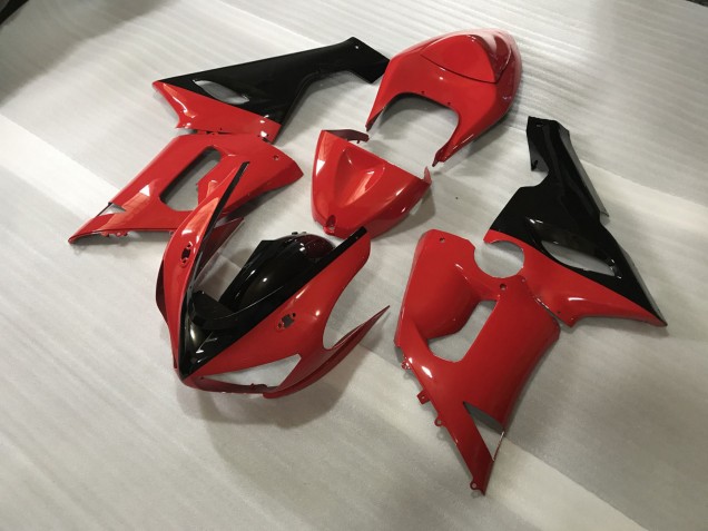 Rouge & Noir Personnalisés 2005-2006 Kawasaki ZX6R Carénage Moto Rouge & Noir Personnalisés 2005-2006 Kawasaki ZX6R Carénage Moto