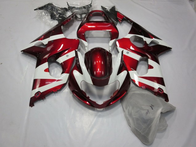 Rouge Profond & Blanc 2000-2002 Suzuki GSXR 1000 Carénage Moto Rouge Profond & Blanc 2000-2002 Suzuki GSXR 1000 Carénage Moto