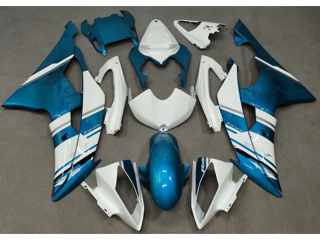 Style Blanc Brillant & Bleu Clair OEM 2008-2016 Yamaha R6 Carénage Moto Style Blanc Brillant & Bleu Clair OEM 2008-2016 Yamaha R6 Carénage Moto