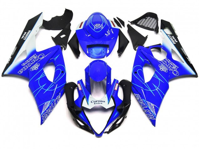 Style Bleu & Blanc Corona 2005-2006 Suzuki GSXR 1000 Carénage Moto Style Bleu & Blanc Corona 2005-2006 Suzuki GSXR 1000 Carénage Moto