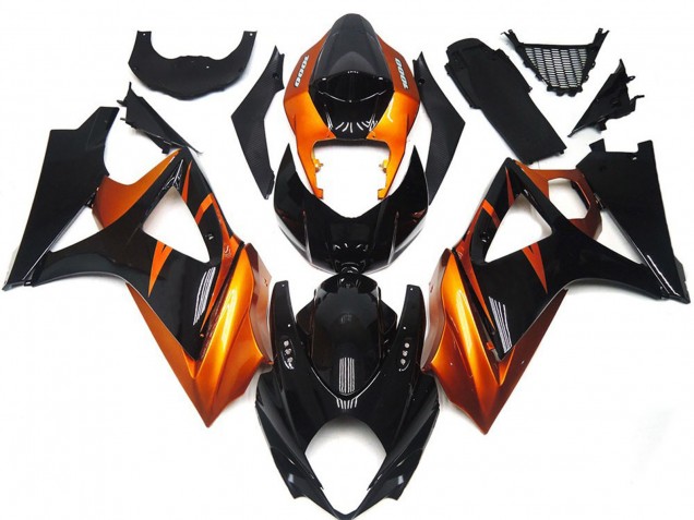 Style Orange & Noir Brillant 2007-2008 Suzuki GSXR 1000 Carénage Moto Style Orange & Noir Brillant 2007-2008 Suzuki GSXR 1000 Carénage Moto