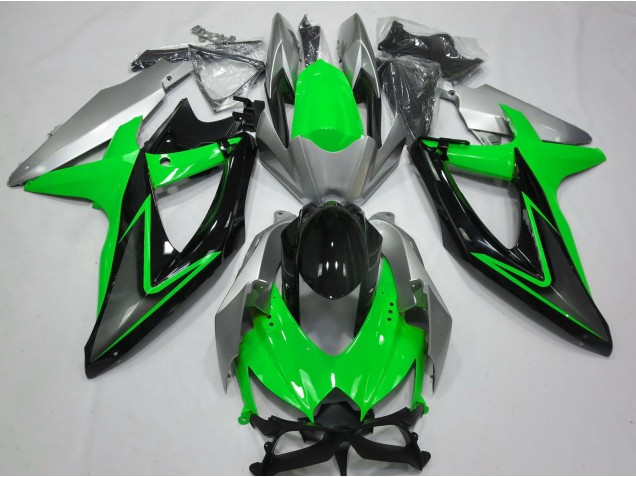 Vert & Argent 2008-2010 Suzuki GSXR 600-750 Carénage Moto Vert & Argent 2008-2010 Suzuki GSXR 600-750 Carénage Moto
