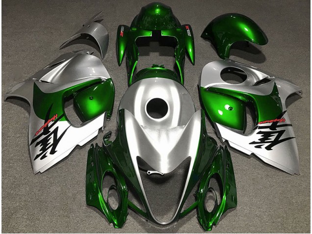 Vert Brillant & Argent 2008-2020 Suzuki GSXR 1300 Carénage Moto Vert Brillant & Argent 2008-2020 Suzuki GSXR 1300 Carénage Moto