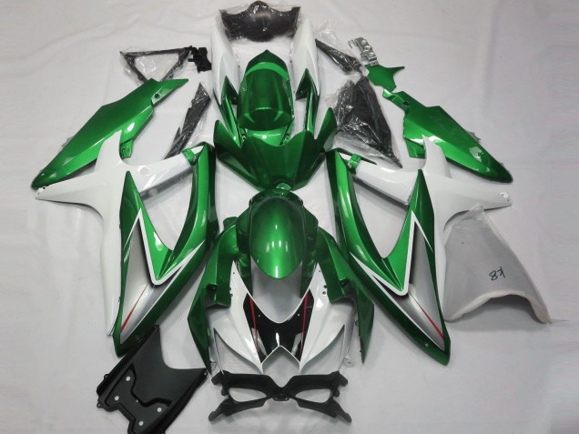 Vert Brillant & Blanc 2008-2010 Suzuki GSXR 600-750 Carénage Moto Vert Brillant & Blanc 2008-2010 Suzuki GSXR 600-750 Carénage Moto
