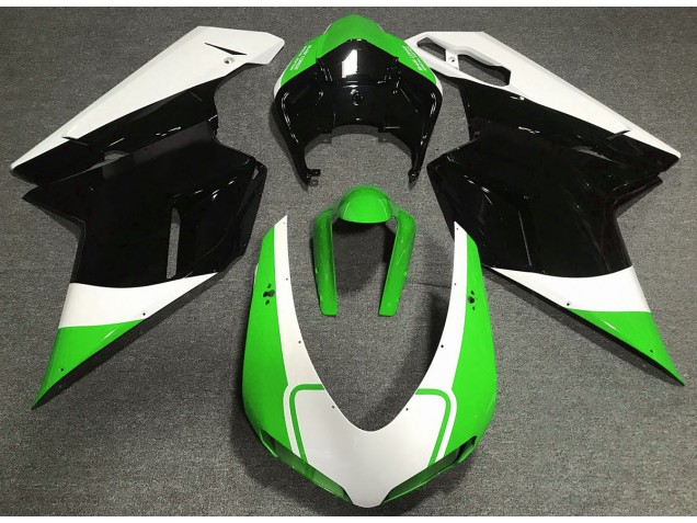 Vert Brillant Blanc & Noir 2007-2014 Ducati 848 1098 1198 Carénage Moto Vert Brillant Blanc & Noir 2007-2014 Ducati 848 1098 1198 Carénage Moto