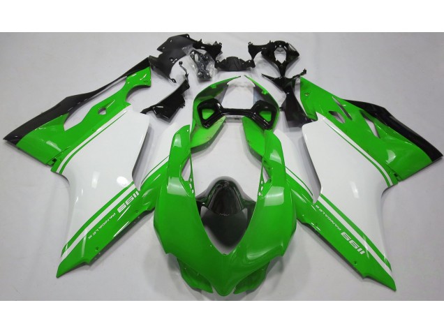 Vert Brillant Blanc & Noir 2011-2014 Ducati 1199 Carénage Moto Vert Brillant Blanc & Noir 2011-2014 Ducati 1199 Carénage Moto