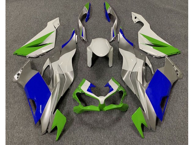 Vert Brillant Bleu & Argent 2019-2023 Kawasaki ZX6R Carénage Moto Vert Brillant Bleu & Argent 2019-2023 Kawasaki ZX6R Carénage Moto