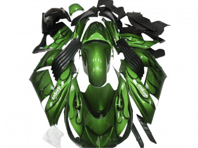 Vert Brillant & Flamme 2006-2011 Kawasaki ZX14R Carénage Moto Vert Brillant & Flamme 2006-2011 Kawasaki ZX14R Carénage Moto