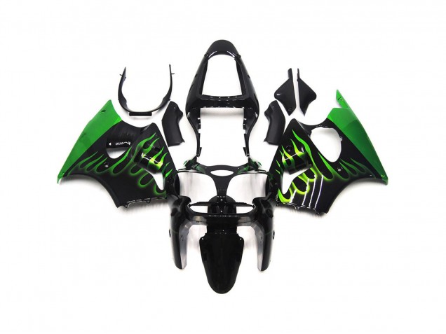Vert Brillant Flamme Uni 2000-2002 Kawasaki ZX6R Carénage Moto Vert Brillant Flamme Uni 2000-2002 Kawasaki ZX6R Carénage Moto