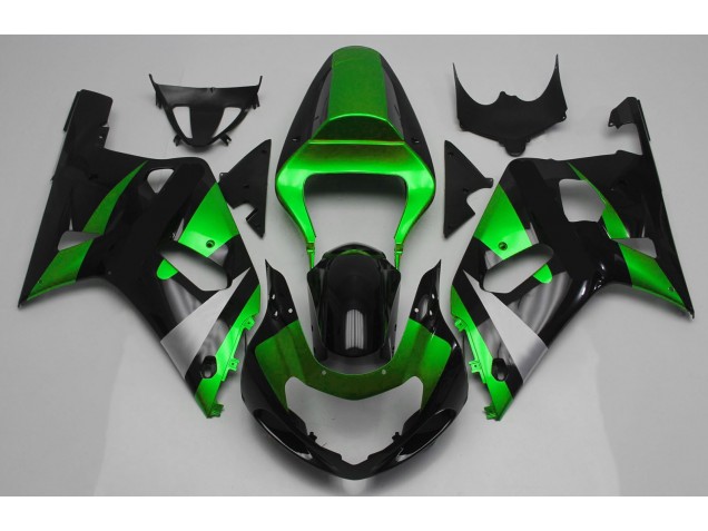 Vert Brillant & Noir 2001-2003 Suzuki GSXR 600-750 Carénage Moto Vert Brillant & Noir 2001-2003 Suzuki GSXR 600-750 Carénage Moto