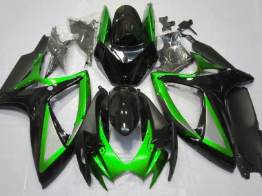 Vert Brillant & Noir 2006-2007 Suzuki GSXR 600-750 Carénage Moto