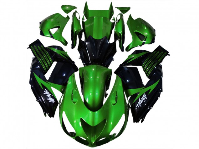 Vert Brillant & Noir 2006-2011 Kawasaki ZX14R Carénage Moto Vert Brillant & Noir 2006-2011 Kawasaki ZX14R Carénage Moto