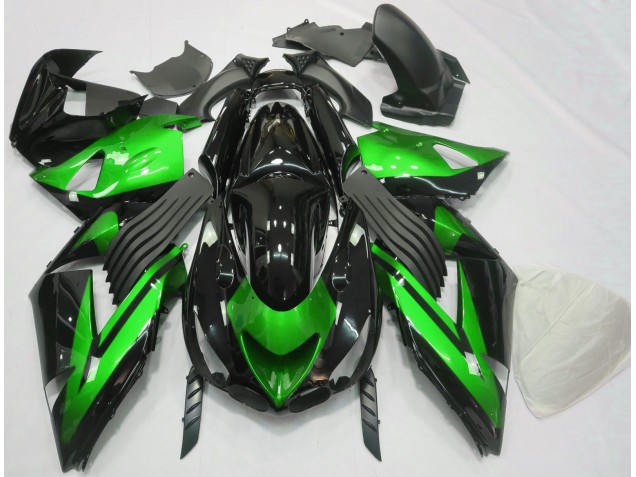 Vert Brillant & Noir Uni 2006-2011 Kawasaki ZX14R Carénage Moto