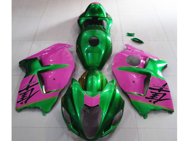 Vert Brillant & Rose 1997-2007 Suzuki GSXR 1300 Carénage Moto Vert Brillant & Rose 1997-2007 Suzuki GSXR 1300 Carénage Moto