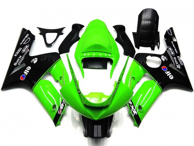 Vert Clair & Noir Elf 2003-2004 Kawasaki ZX6R Carénage Moto Vert Clair & Noir Elf 2003-2004 Kawasaki ZX6R Carénage Moto