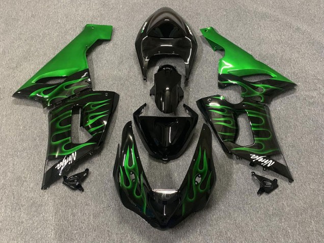 Vert Flamme 2005-2006 Kawasaki ZX6R Carénage Moto Vert Flamme 2005-2006 Kawasaki ZX6R Carénage Moto
