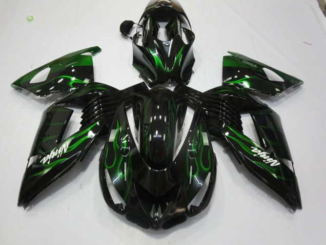 Vert Flamme 2006-2011 Kawasaki ZX14R Carénage Moto Vert Flamme 2006-2011 Kawasaki ZX14R Carénage Moto