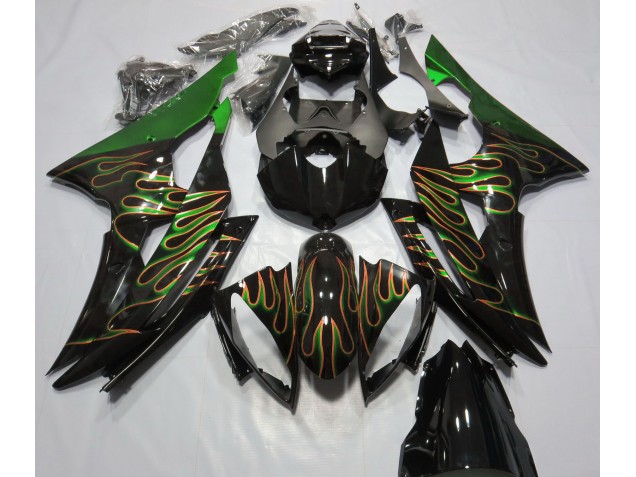 Vert Flamme 2008-2016 Yamaha R6 Carénage Moto Vert Flamme 2008-2016 Yamaha R6 Carénage Moto