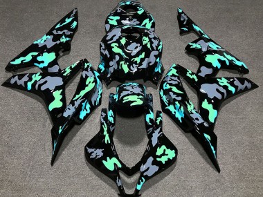 Vert & Gris Camouflage 2007-2008 Honda CBR600RR Carénage Moto